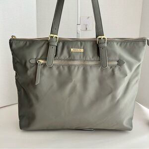 Roots 73 Nylon Tote Bag with Gold Hardware in Olive Green